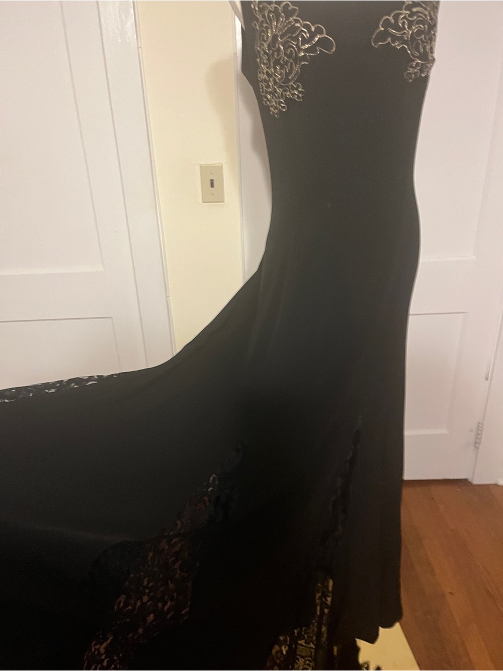 Christian Lacroix Midnight Garden Gown – Gold Embroidery & Lace